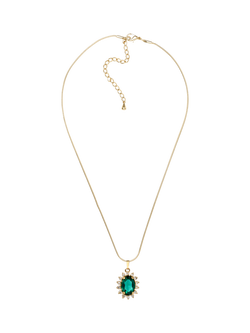 Eclectica Pre-Loved 18ct Gold Plated Swarovski Crystal Radial Pendant Necklace - view 2, Gold/Emerald
