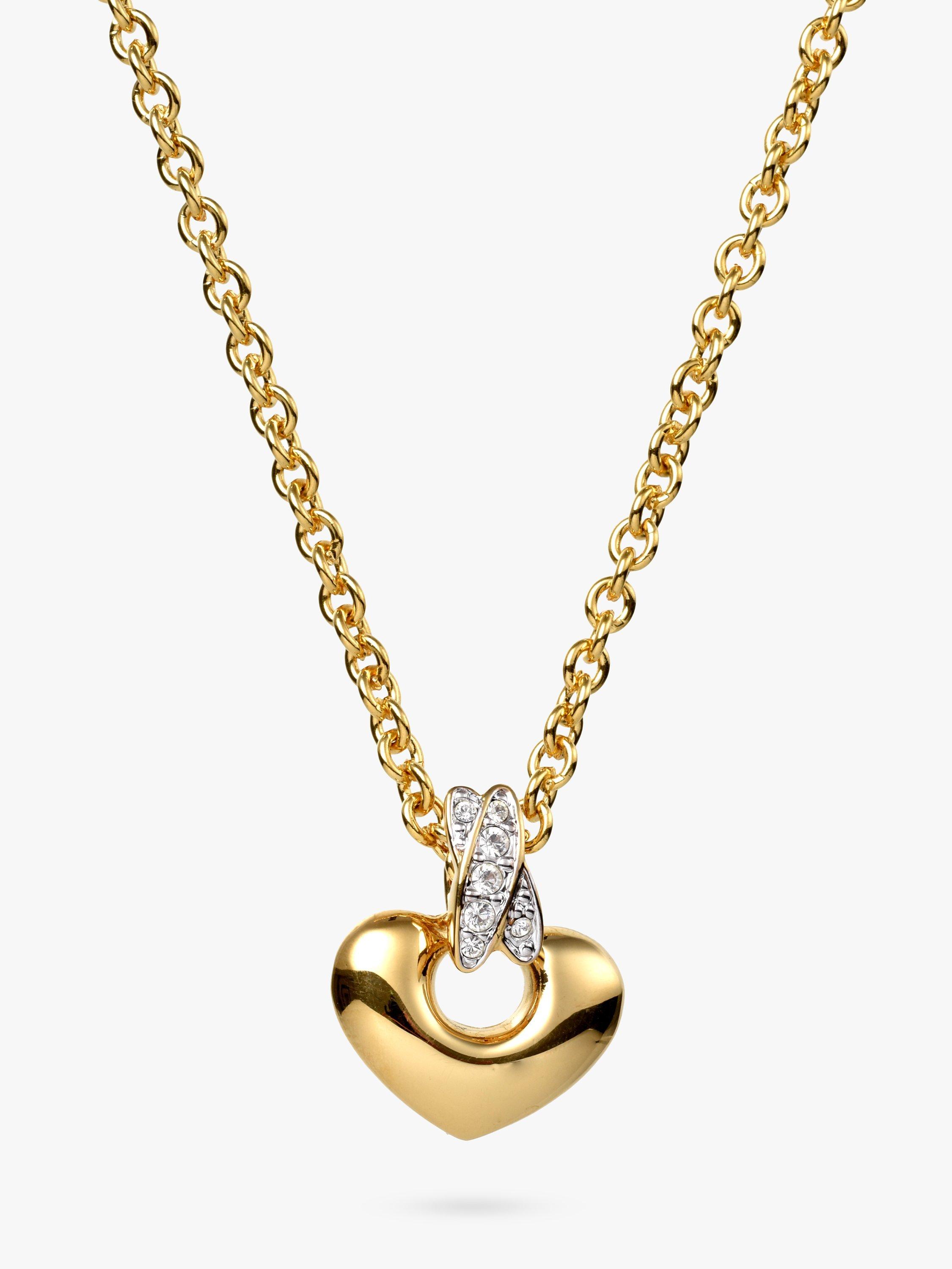 Product image 1 of 3, which shows Eclectica Pre-Loved 18ct Gold Plated Swarovski Crystal Heart Pendant Necklace, Dated Circa 1980s