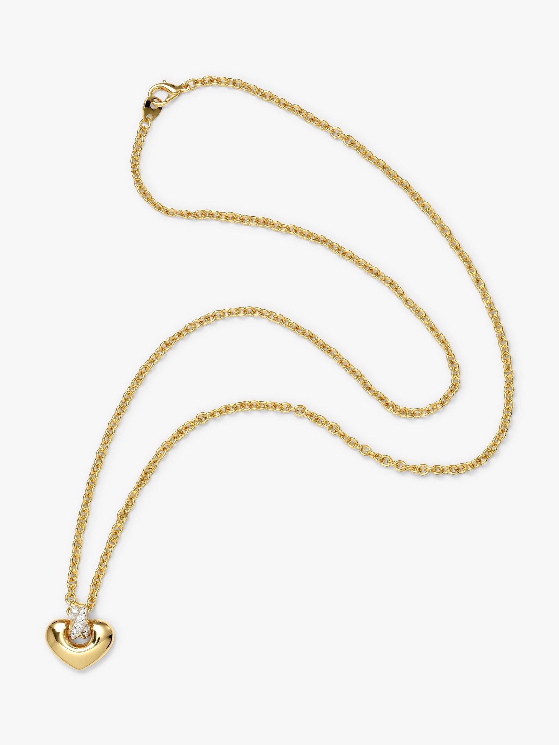 Product image 2 of 3, which shows Eclectica Pre-Loved 18ct Gold Plated Swarovski Crystal Heart Pendant Necklace, Dated Circa 1980s