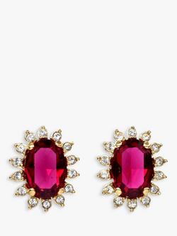 Eclectica Pre-Loved Swarovski Crystal Radial Clip-On Earrings, Dated Circa 1980s, Gold/Ruby