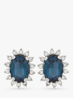 Eclectica Pre-Loved Swarovski Crystal Radial Clip-On Earrings, Dated Circa 1980s, Silver/Navy