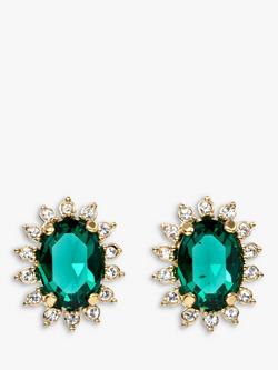 Eclectica Pre-Loved Swarovski Crystal Radial Clip-On Earrings, Dated Circa 1980s, Gold/Emerald