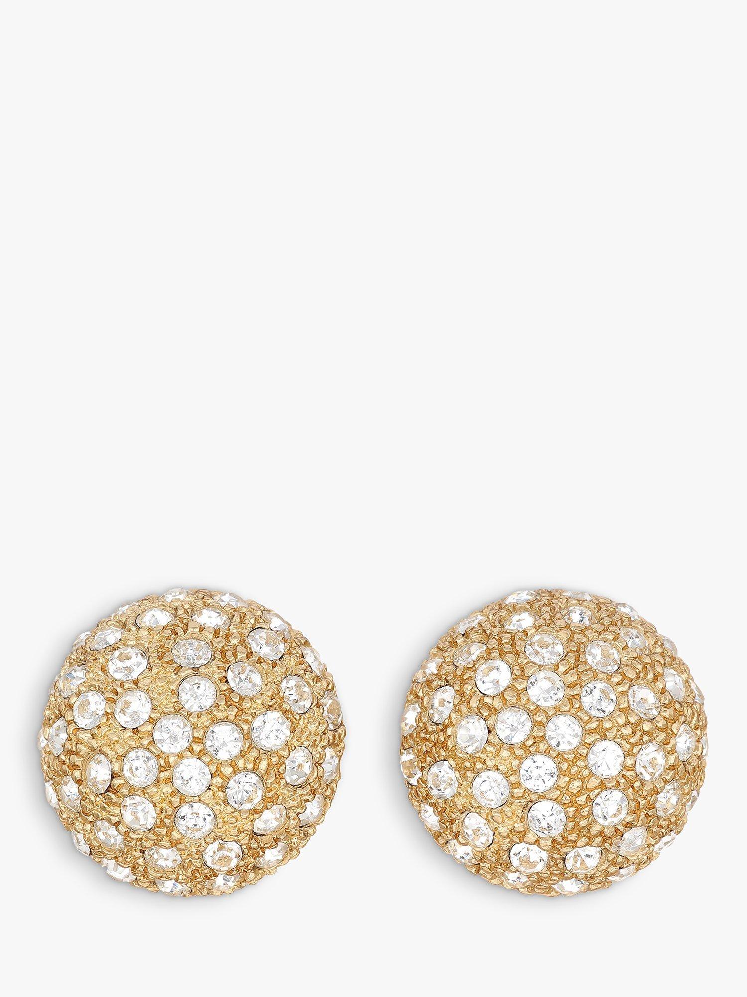 Product image 1 of 2, which shows Eclectica Pre-Loved Dome Swarovski Crystal Clip-On Earrings, Dated Circa 1980s