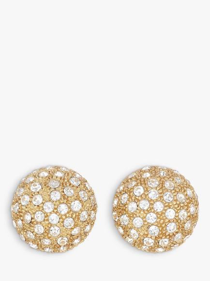 Eclectica Pre-Loved Dome Swarovski Crystal Clip-On Earrings, Dated Circa 1980s, Gold