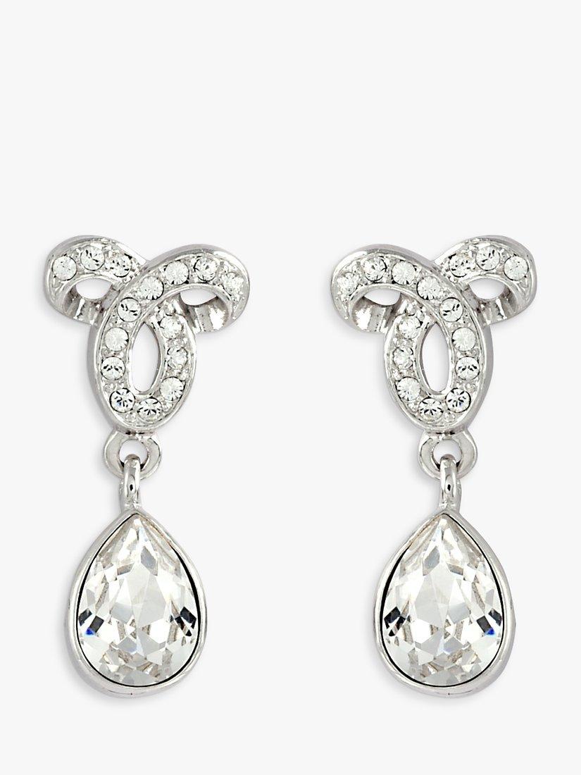 Product image 1 of 1, which shows Eclectica Pre-Loved Swirl Swarovski Crystal Tear Drop Earrings, Dated Circa 1990s