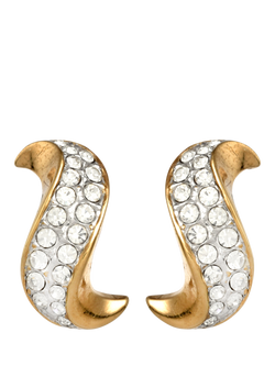Eclectica Pre-Loved Attwood & Sawyer 22ct Gold Plated Swarovski Crystal Swirl Clip-On Earrings, Dated Circa 1980s, Gold