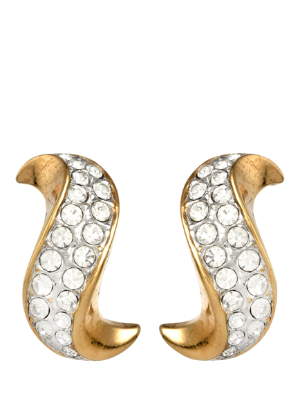 Eclectica Pre-Loved Attwood & Sawyer 22ct Gold Plated Swarovski Crystal Swirl Clip-On Earrings, Dated Circa 1980s, Gold