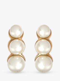 Eclectica Pre-Loved 18ct Gold Plated Faux Pearl Demi Hoop Clip-On Earrings, Dated Circa 1980s, Goldccream