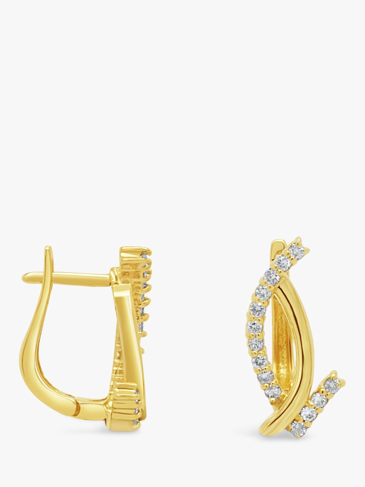 Product image 2 of 3, which shows Milton & Humble Jewellery Pre-Loved 18ct Yellow Gold Diamond Curved Bars Earrings