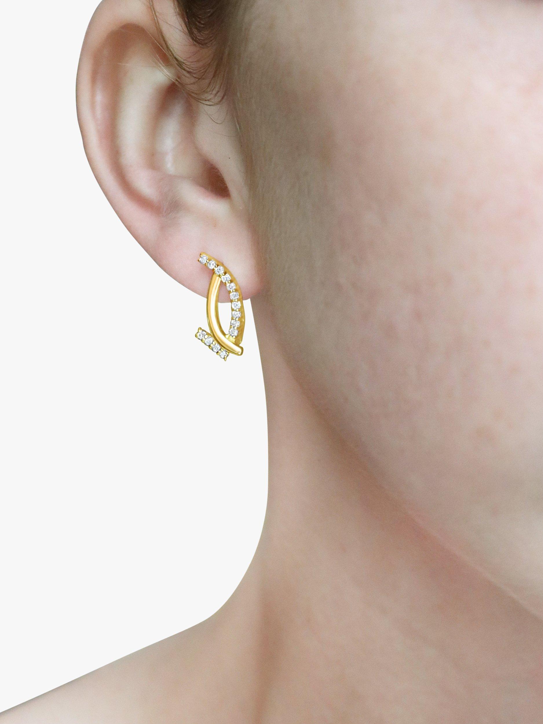 Product image 3 of 3, which shows Milton & Humble Jewellery Pre-Loved 18ct Yellow Gold Diamond Curved Bars Earrings