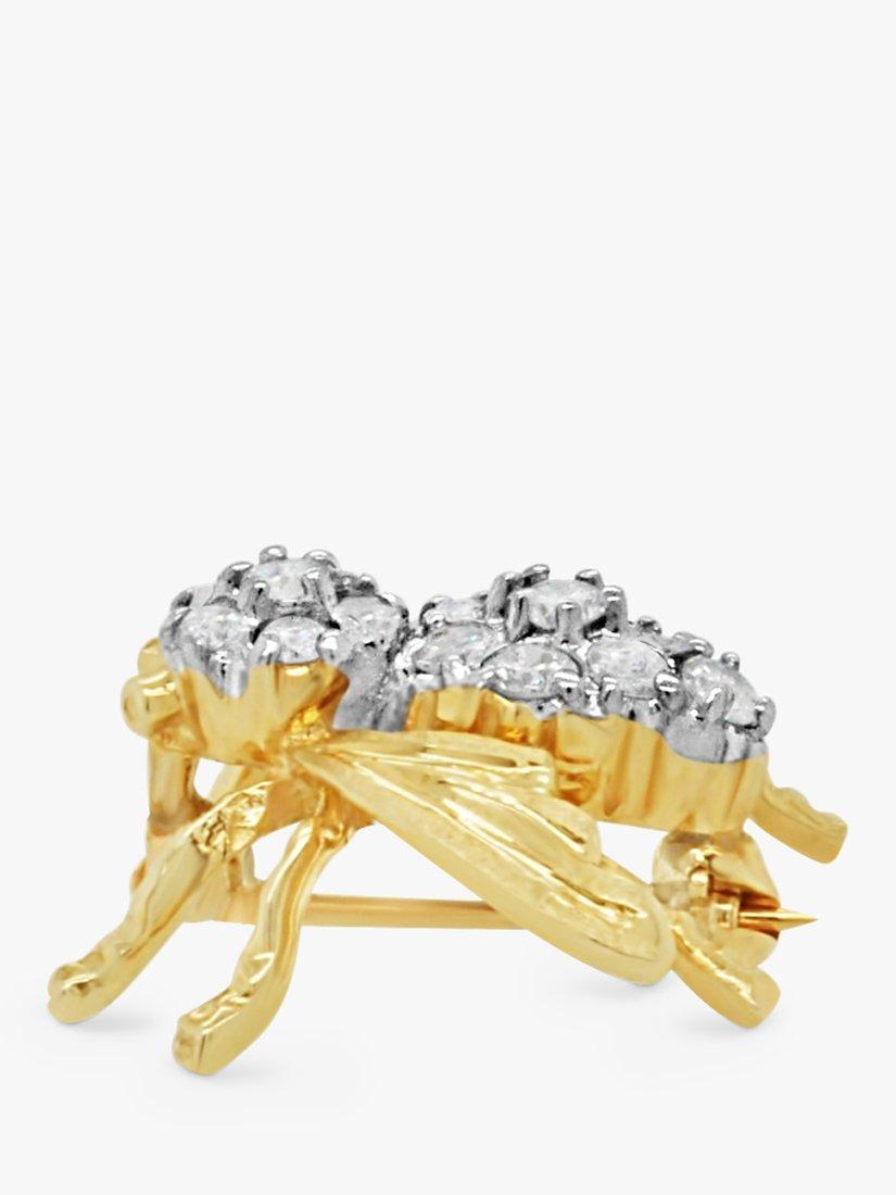 Product image 1 of 2, which shows Milton & Humble Jewellery Pre-Loved 14ct White & Yellow Gold Diamond Fly Brooch