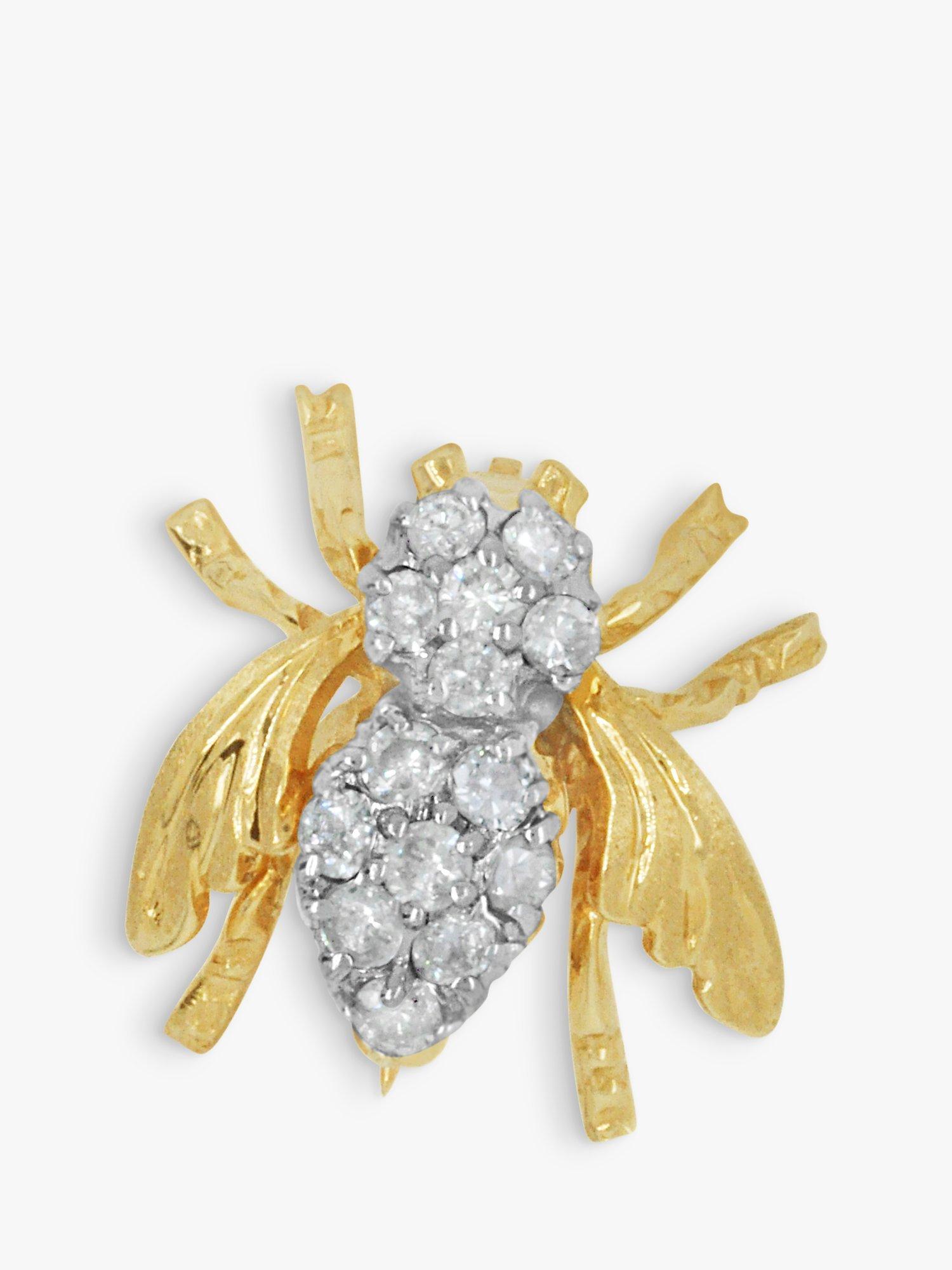 Product image 2 of 2, which shows Milton & Humble Jewellery Pre-Loved 14ct White & Yellow Gold Diamond Fly Brooch