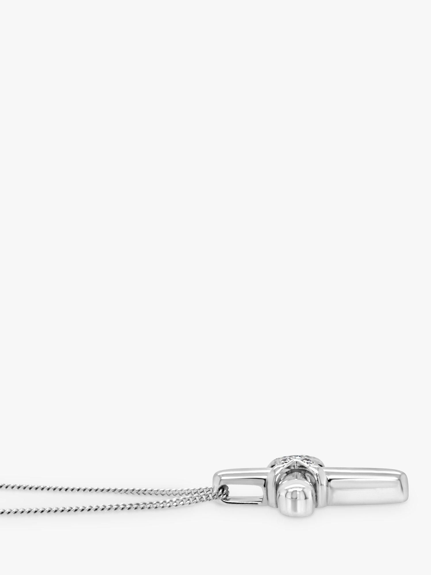 Product image 2 of 3, which shows Milton & Humble Jewellery Pre-Loved 18ct White Gold Diamond Cross Pendant Necklace
