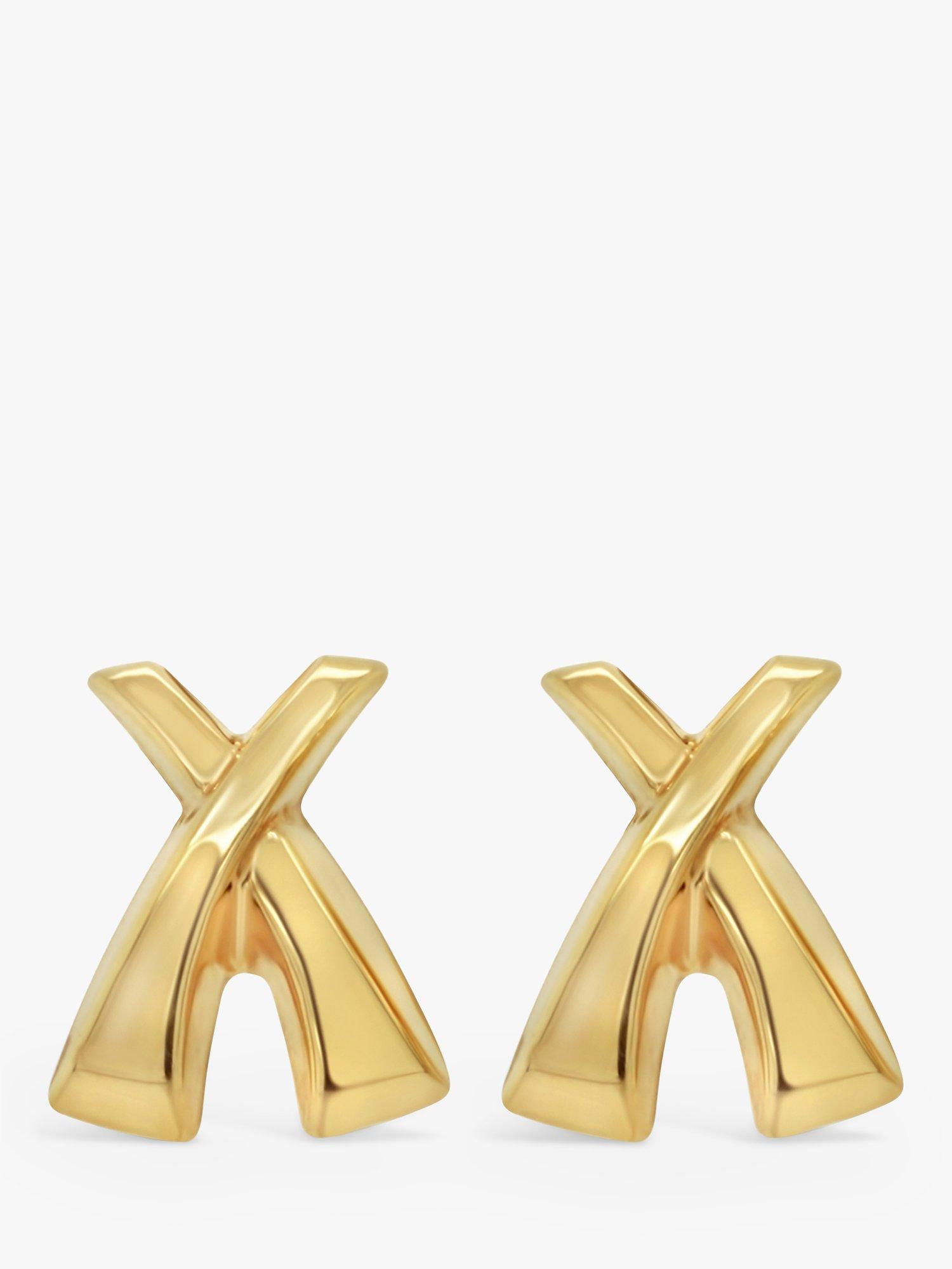 Product image 1 of 3, which shows Milton & Humble Jewellery Pre-Loved 9ct Yellow Gold X Stud Earrings, Dated 1998