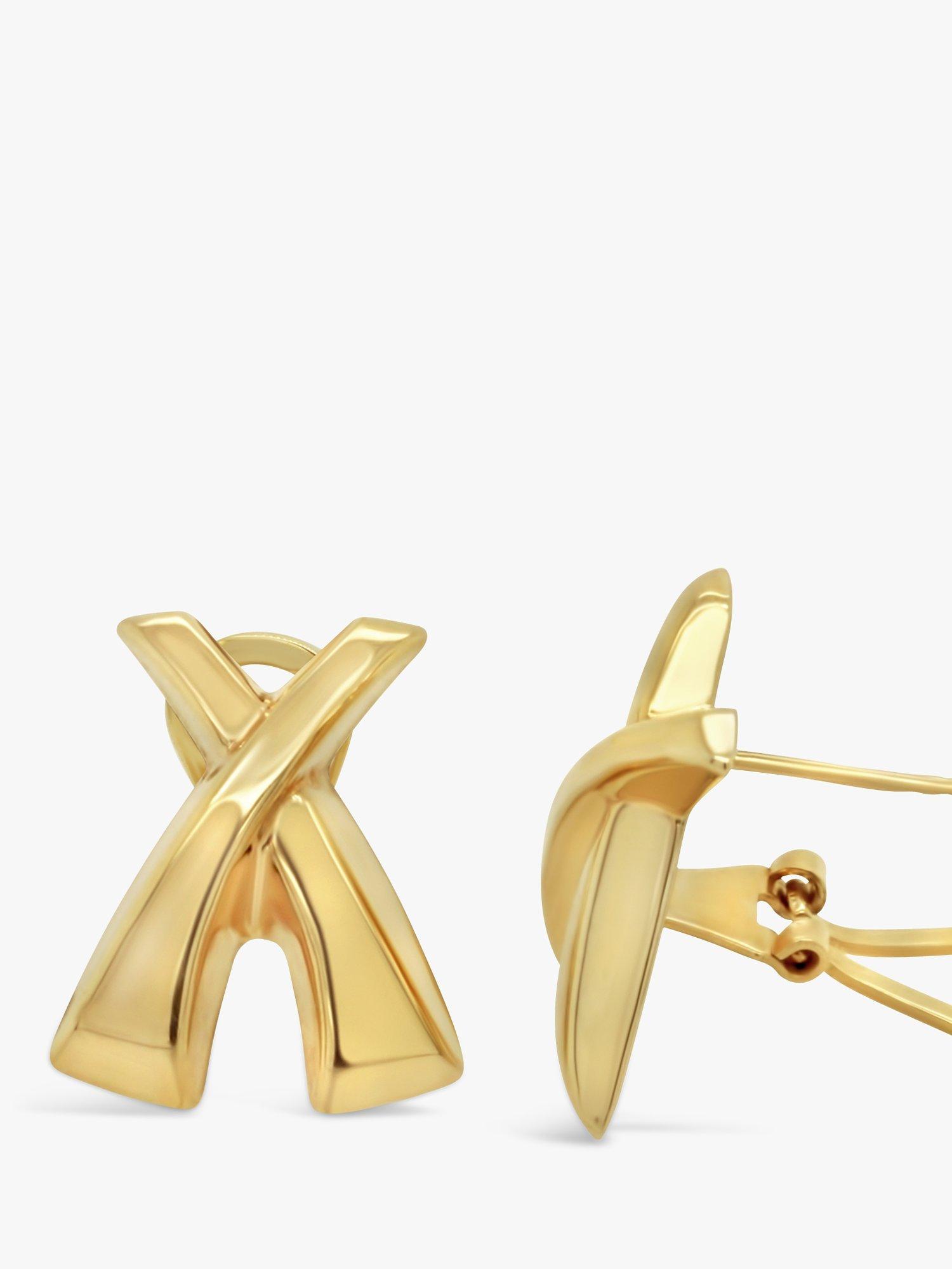 Product image 2 of 3, which shows Milton & Humble Jewellery Pre-Loved 9ct Yellow Gold X Stud Earrings, Dated 1998