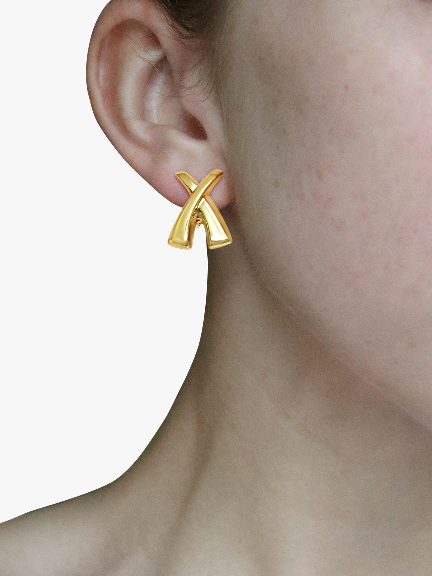 Product image 3 of 3, which shows Milton & Humble Jewellery Pre-Loved 9ct Yellow Gold X Stud Earrings, Dated 1998