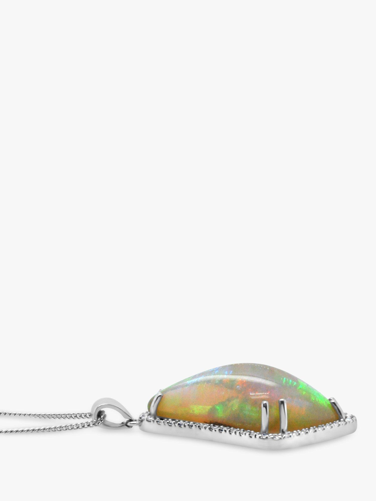 Product image 3 of 4, which shows Milton & Humble Jewellery Pre-Loved 18ct White Gold Opal & Diamond Pendant Necklace
