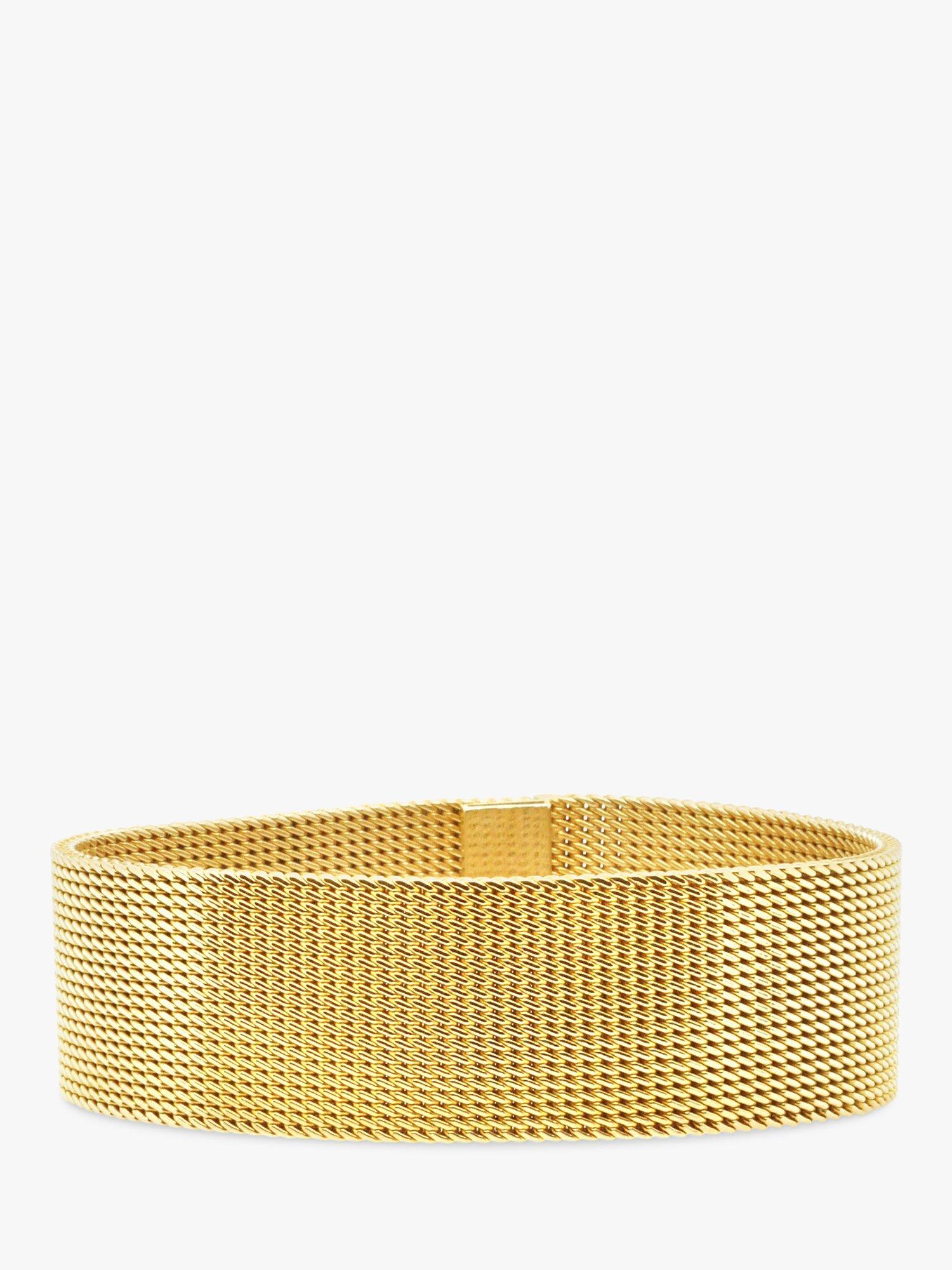 Product image 1 of 3, which shows Milton & Humble Jewellery Pre-Loved Saunders & Shepherd 9ct Yellow Gold Mesh Bracelet, Dated London 1974