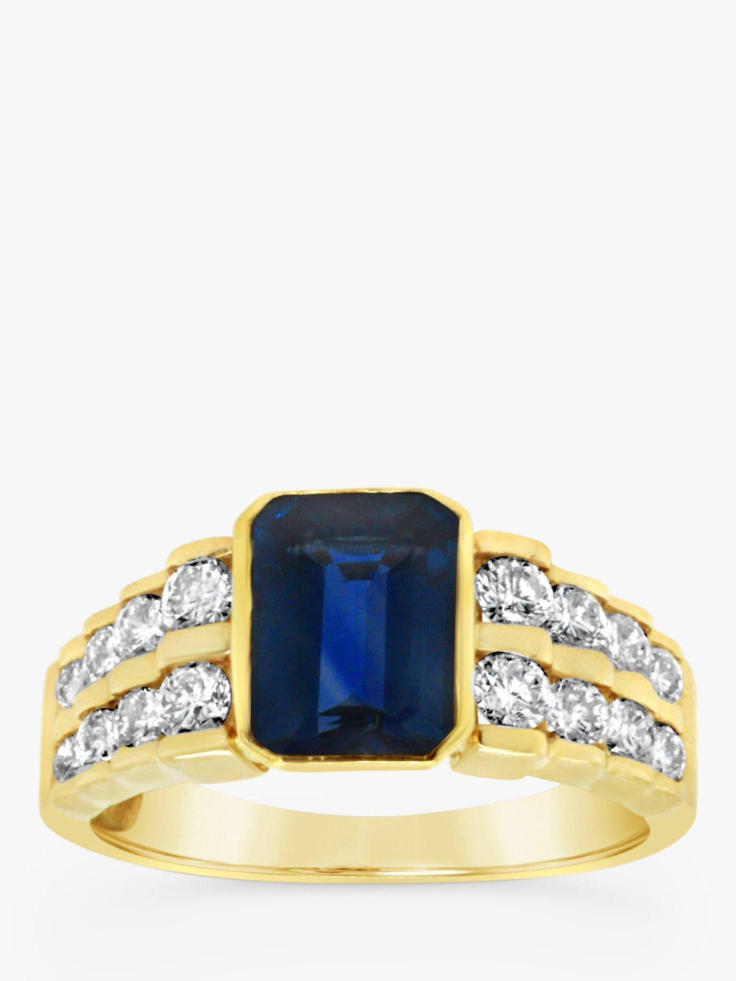 Product image 1 of 4, which shows Milton & Humble Jewellery Pre-Loved 14ct Yellow Gold Sapphire & Diamond Cocktail Ring