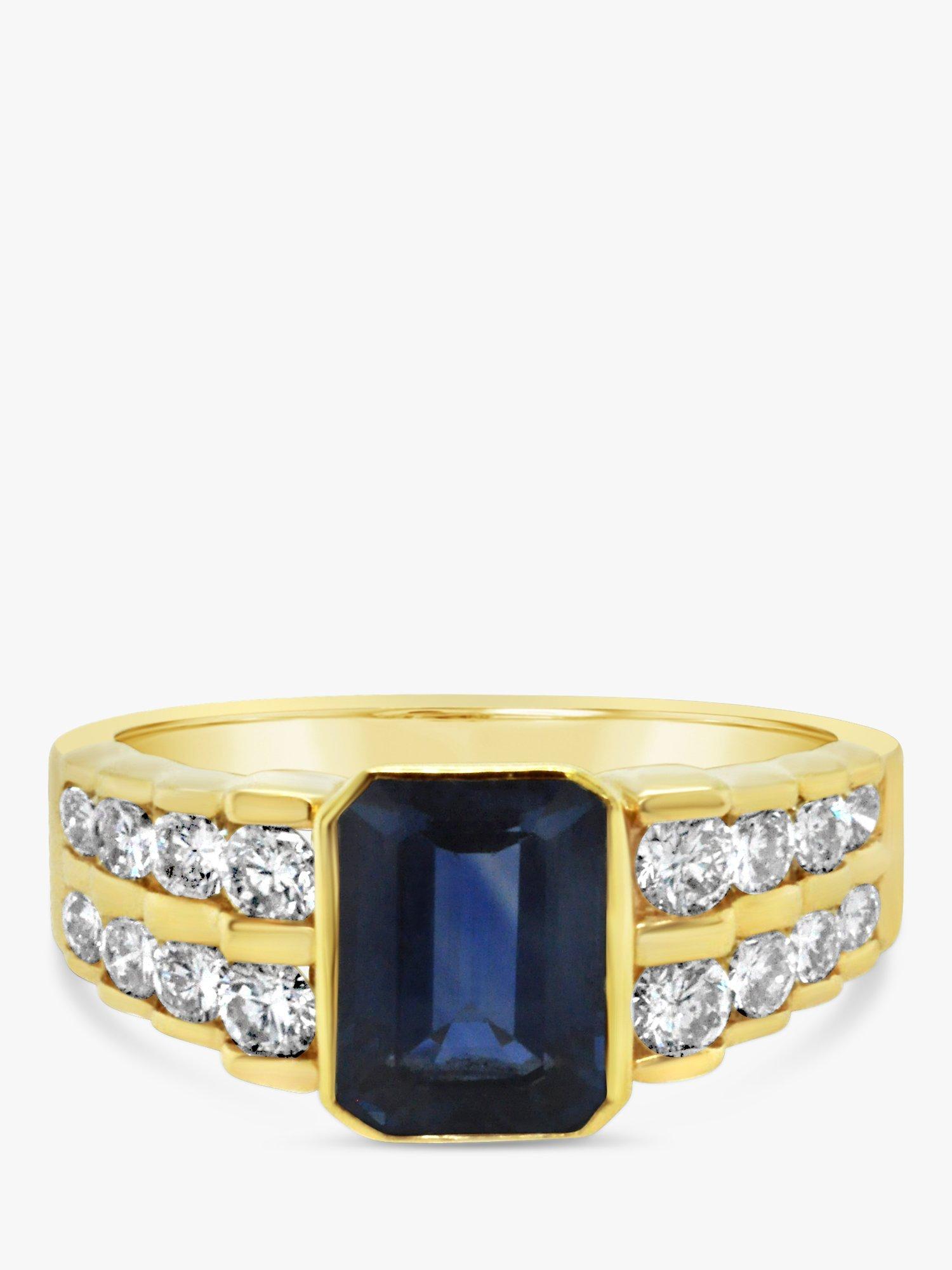 Product image 2 of 4, which shows Milton & Humble Jewellery Pre-Loved 14ct Yellow Gold Sapphire & Diamond Cocktail Ring