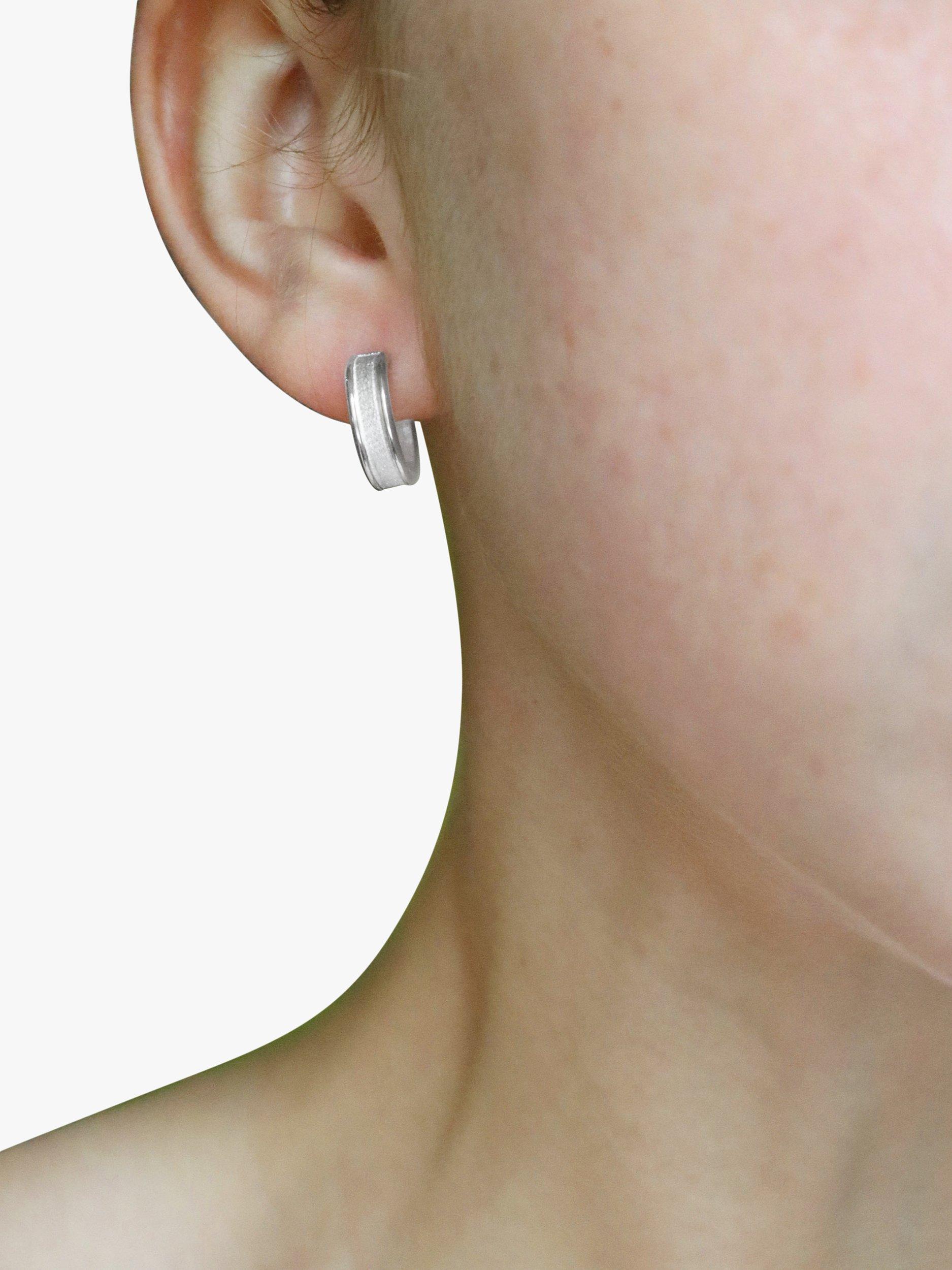 Product image 3 of 3, which shows Milton & Humble Jewellery Pre-Loved 9ct White Gold Hoop Earrings