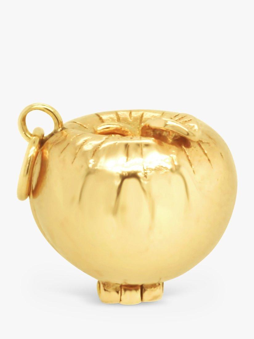 Product image 1 of 2, which shows Milton & Humble Jewellery Pre-Loved 9ct Yellow Gold Adam & Eve Apple Charm, Dated Birmingham 1963