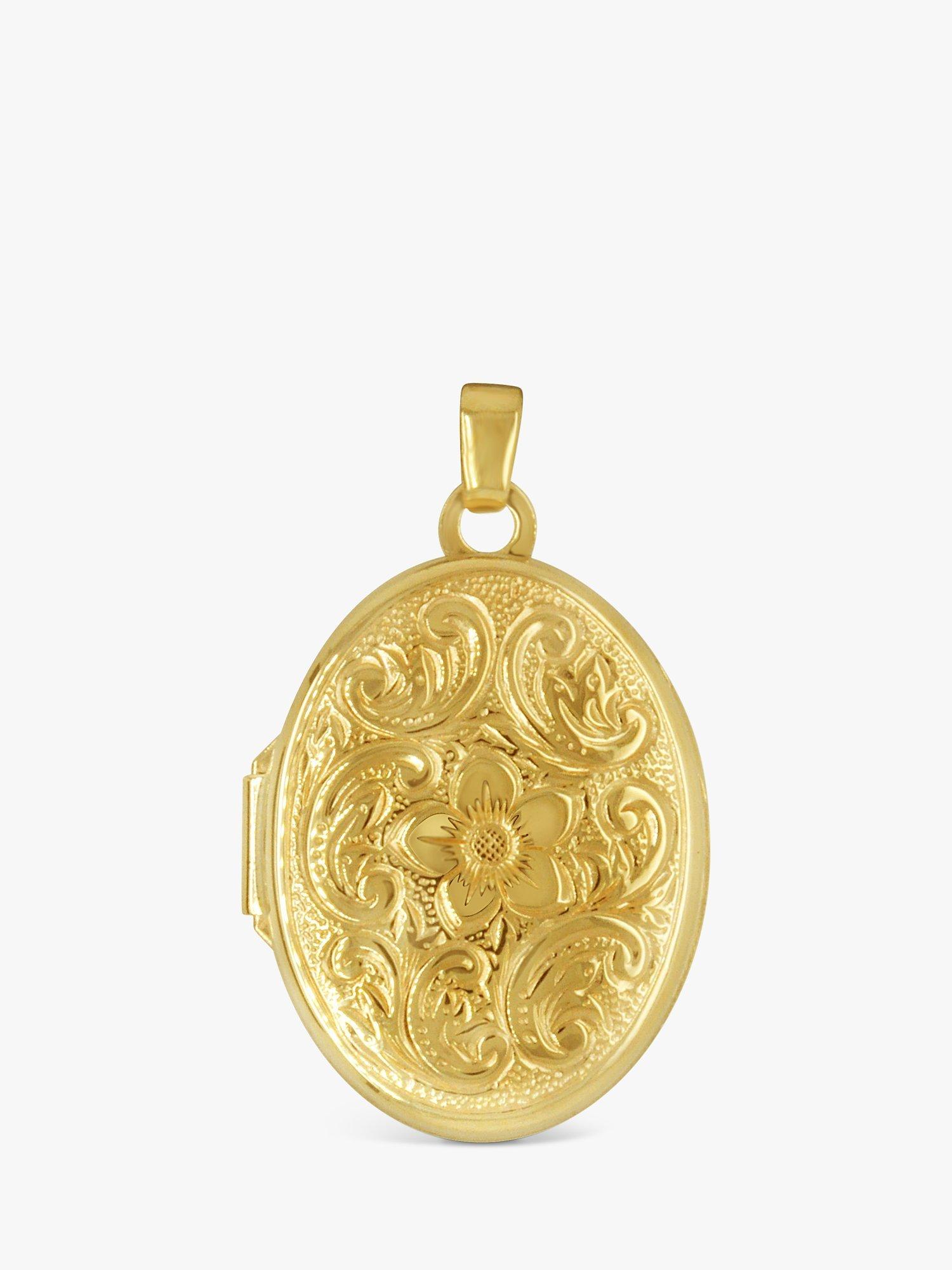 Product image 1 of 2, which shows Milton & Humble Jewellery Pre-Loved 9ct Yellow Gold Oval Floral Locket Pendant