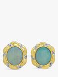 Milton & Humble Jewellery Pre-Loved 18ct Yellow Gold Opal & Diamond Stud Earrings, Gold