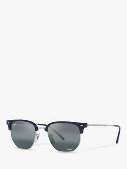 Ray-Ban RB4416 New Clubmaster Sunglasses, Blue/Silver, Blue/Silver
