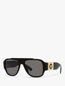 Versace VE4436U Men's Polarised Pillow Sunglasses, Black/Grey