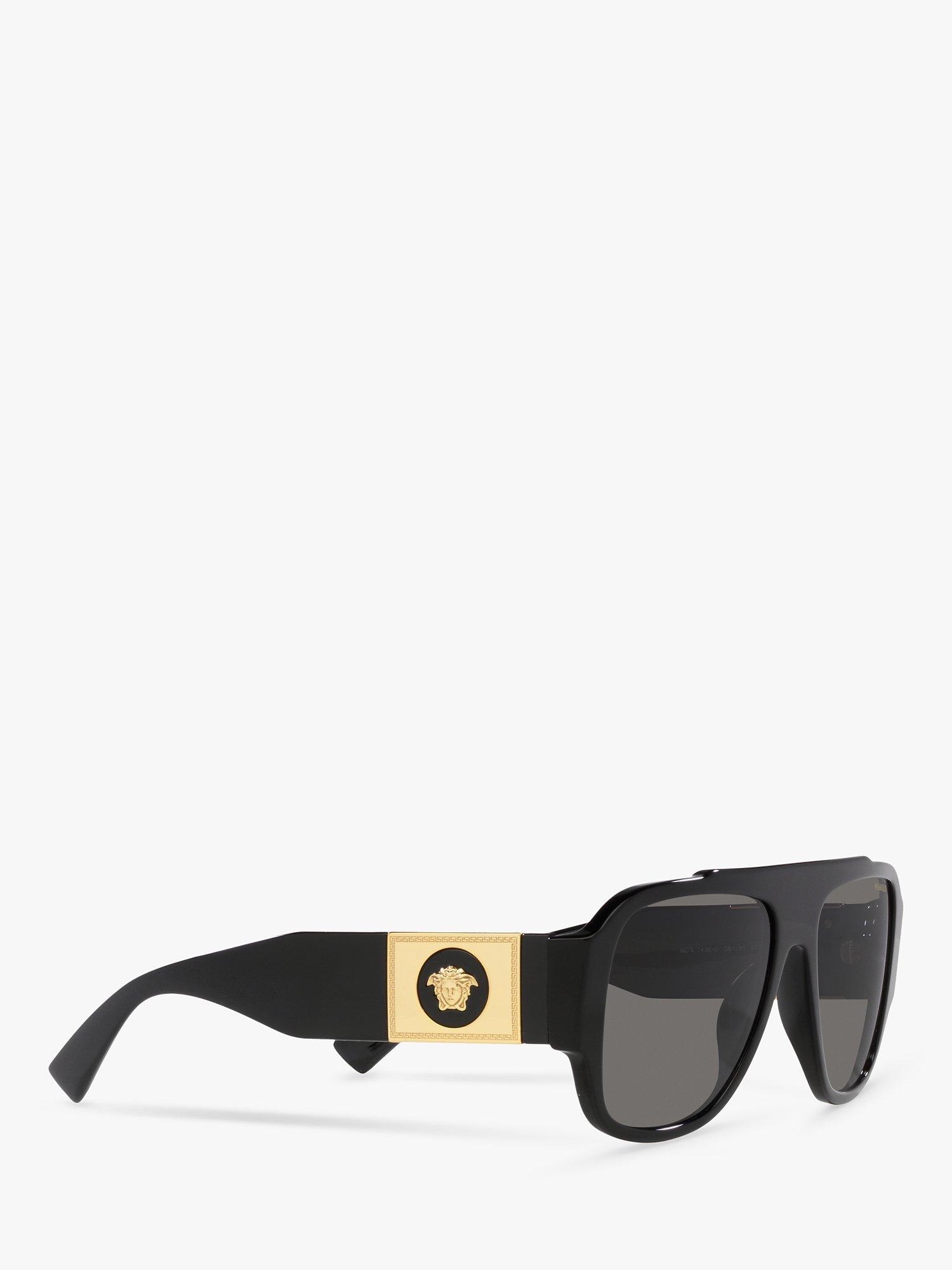 Product image 11 of 11, which shows Versace VE4436U Men's Polarised Pillow Sunglasses, Black/Grey