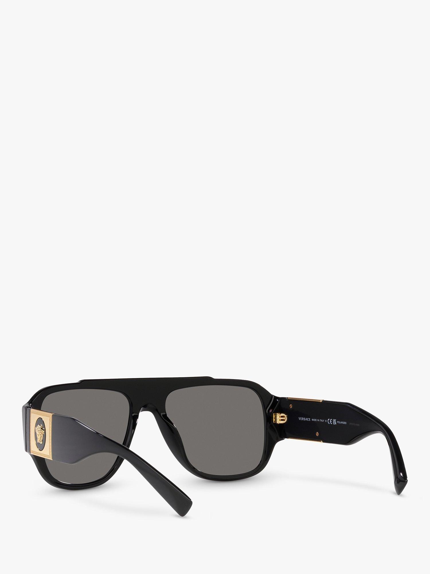 Product image 6 of 11, which shows Versace VE4436U Men's Polarised Pillow Sunglasses, Black/Grey