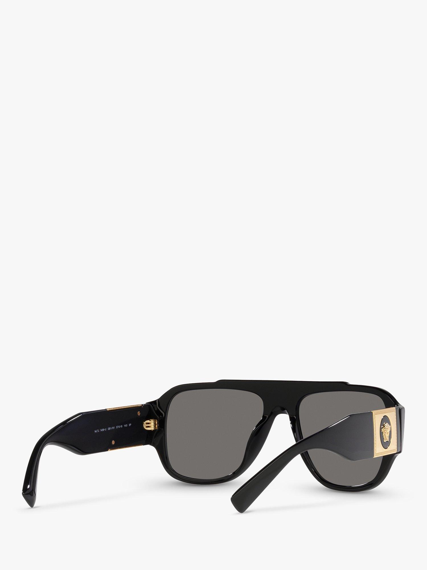 Product image 8 of 11, which shows Versace VE4436U Men's Polarised Pillow Sunglasses, Black/Grey