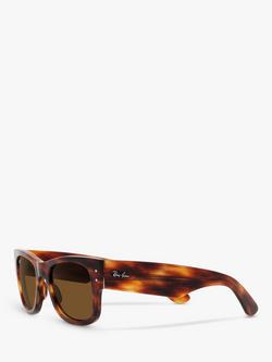 Ray-Ban RB0840S Unisex Polarised D-Frame Sunglasses, Striped Havana/Brown - view 2, Striped Havana/Brown