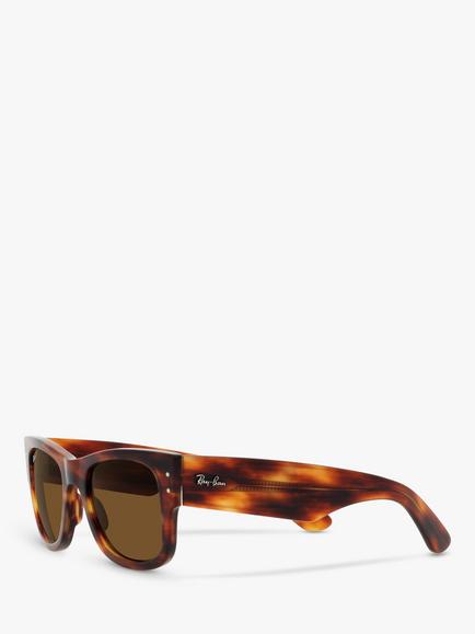 Ray-Ban RB0840S Unisex Polarised D-Frame Sunglasses, Striped Havana/Brown - view 2, Striped Havana/Brown