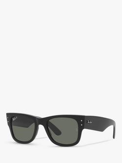 Ray-Ban RB0840S Unisex Polarised Mega Wayfarer Sunglasses, Black/Grey, Black/Grey