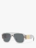 Versace VE4436U Men's Pillow Sunglasses, Transparent Grey/Blue