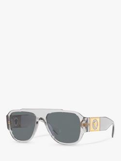 Versace VE4436U Men's Pillow Sunglasses, Transparent Grey/Blue, Transparent Grey/Blue