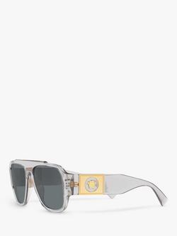 Versace VE4436U Men's Pillow Sunglasses, Transparent Grey/Blue - view 2, Transparent Grey/Blue