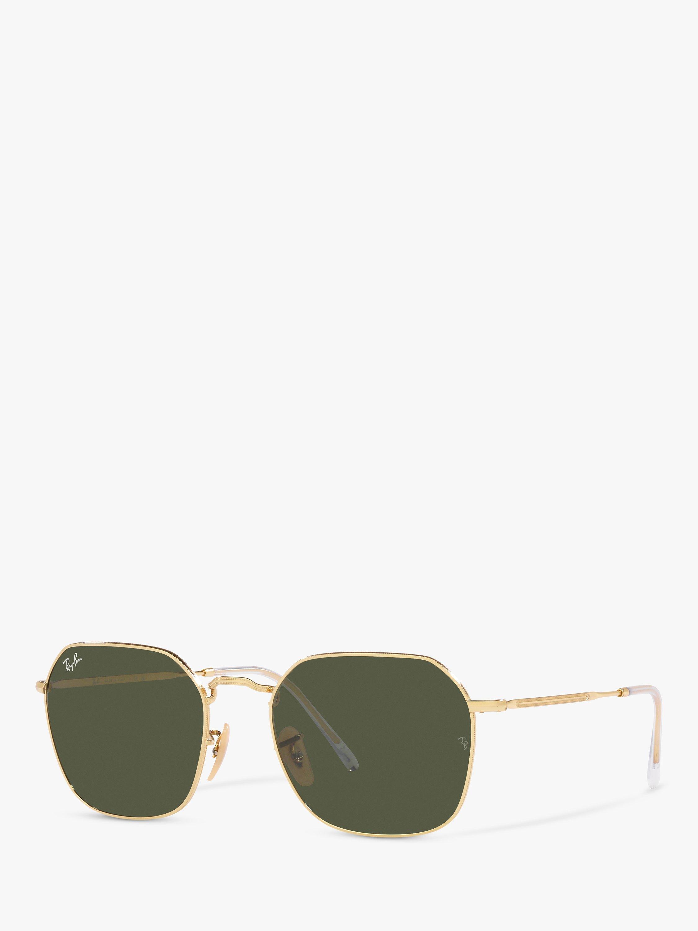 Product image 1 of 11, which shows Ray-Ban RB3694 Unisex Jim Irregular Sunglasses, Gold Arista/Green