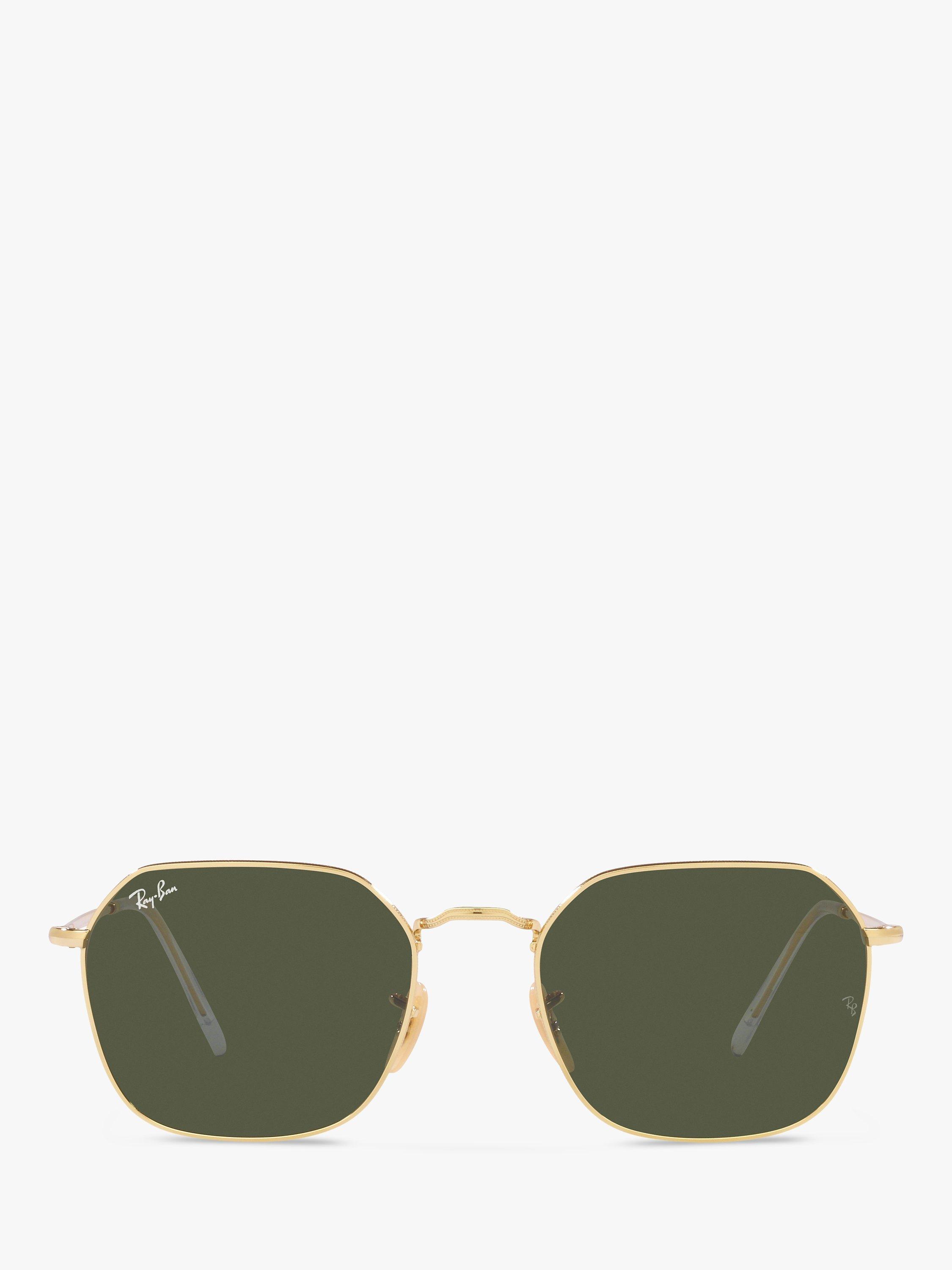Product image 3 of 11, which shows Ray-Ban RB3694 Unisex Jim Irregular Sunglasses, Gold Arista/Green