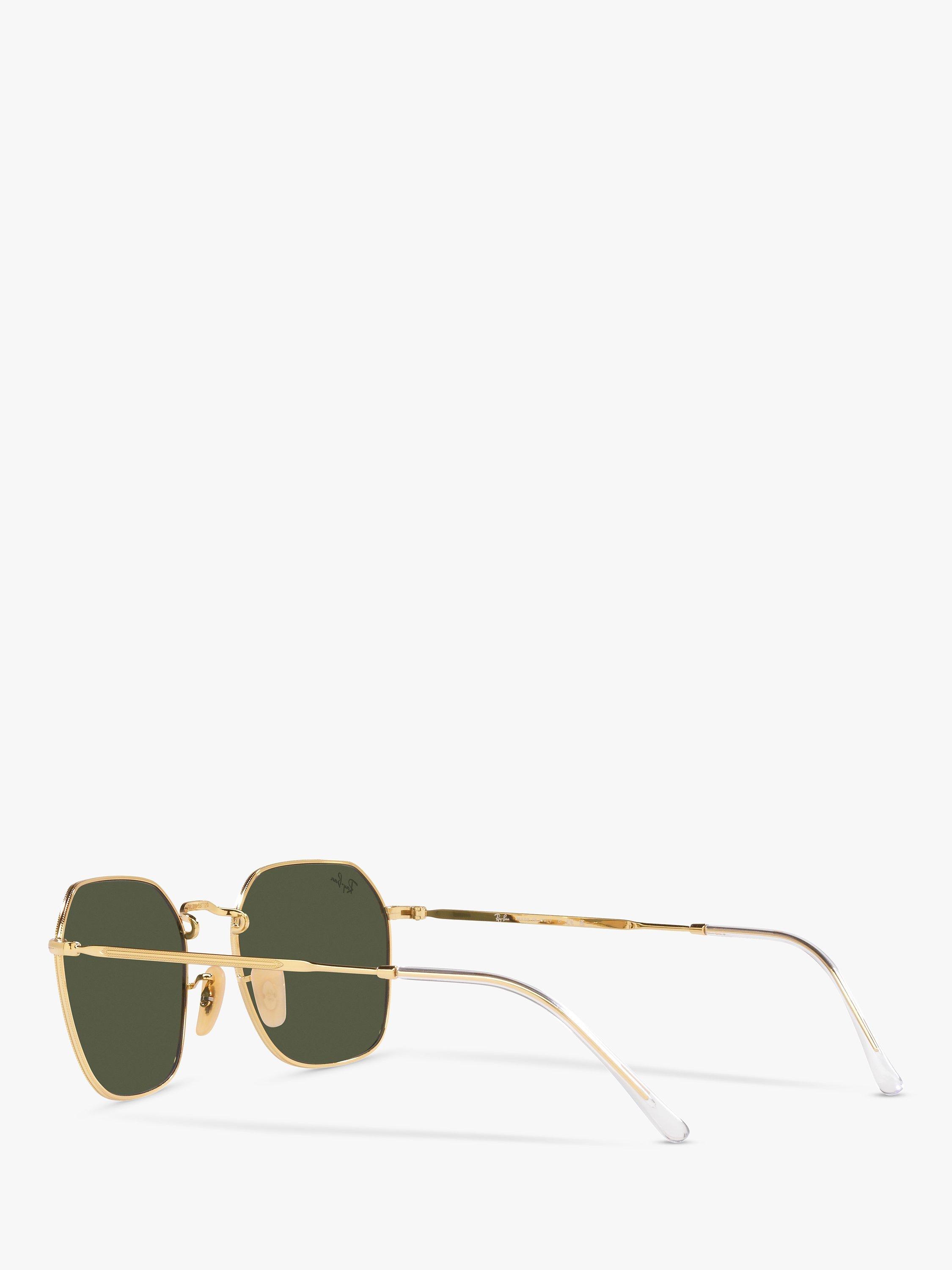 Product image 5 of 11, which shows Ray-Ban RB3694 Unisex Jim Irregular Sunglasses, Gold Arista/Green