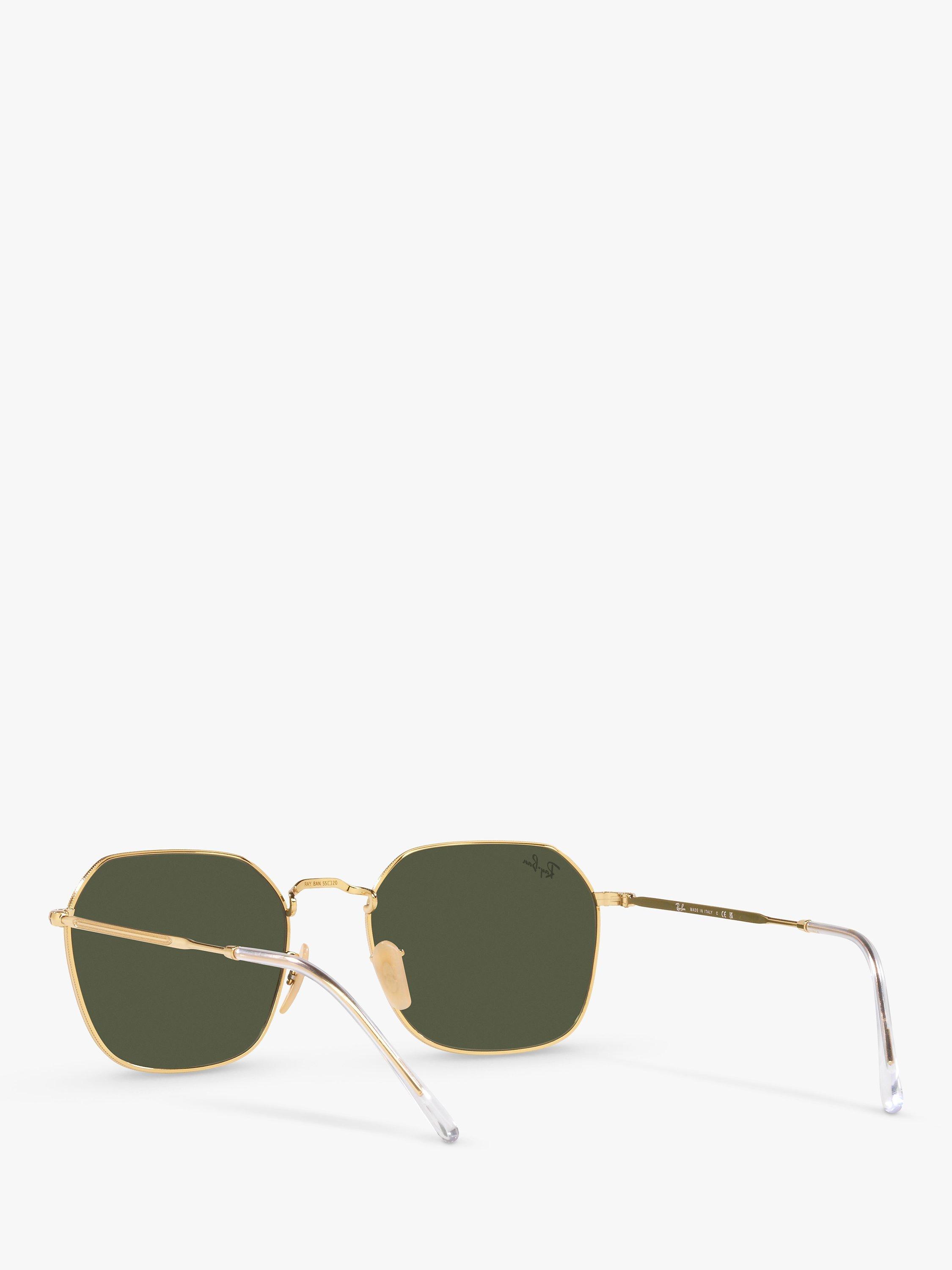 Product image 6 of 11, which shows Ray-Ban RB3694 Unisex Jim Irregular Sunglasses, Gold Arista/Green