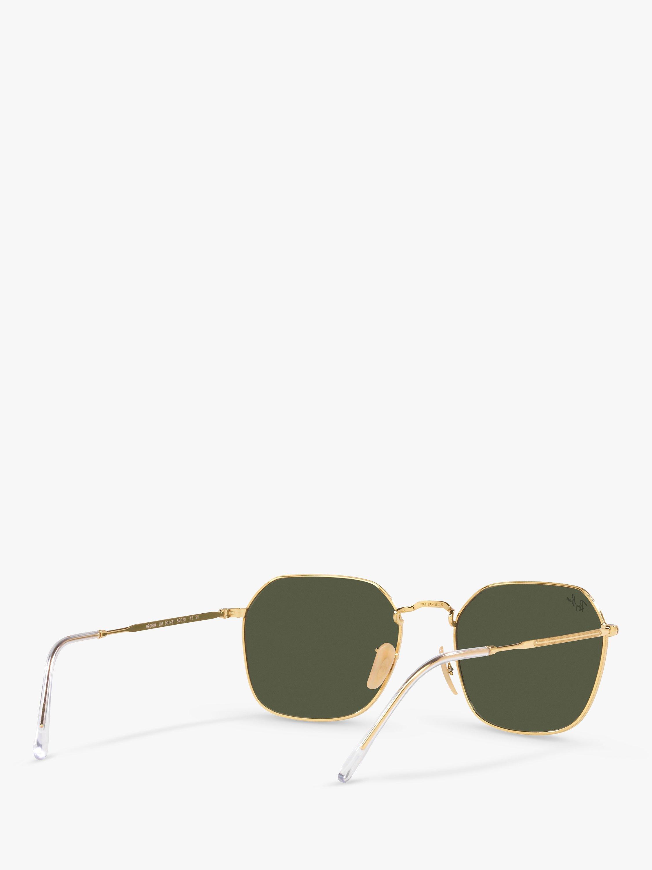 Product image 8 of 11, which shows Ray-Ban RB3694 Unisex Jim Irregular Sunglasses, Gold Arista/Green