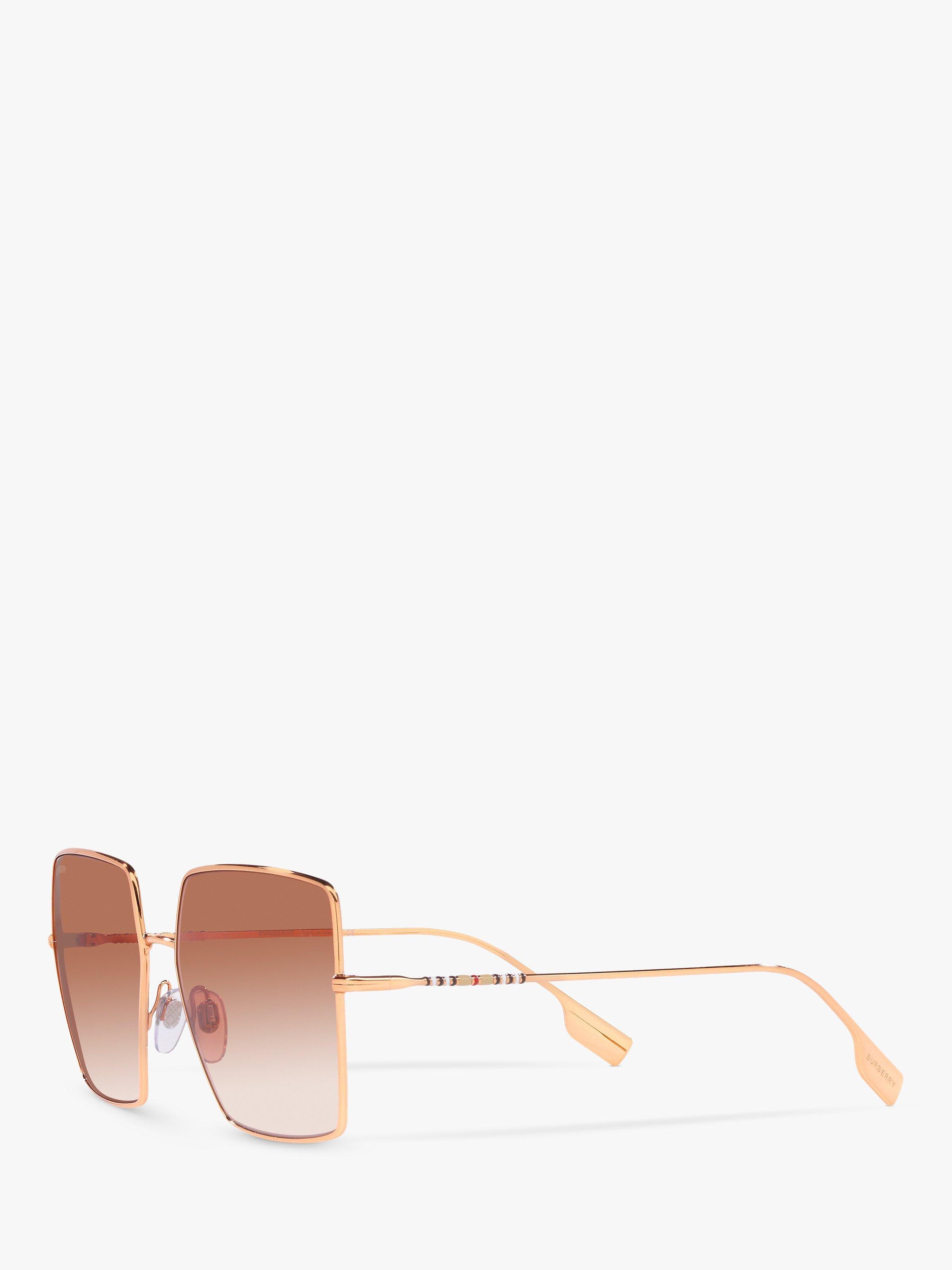 Product image 2 of 11, which shows Burberry BE3133 Women's Daphne Square Sunglasses, Rose Gold/Pink Gradient