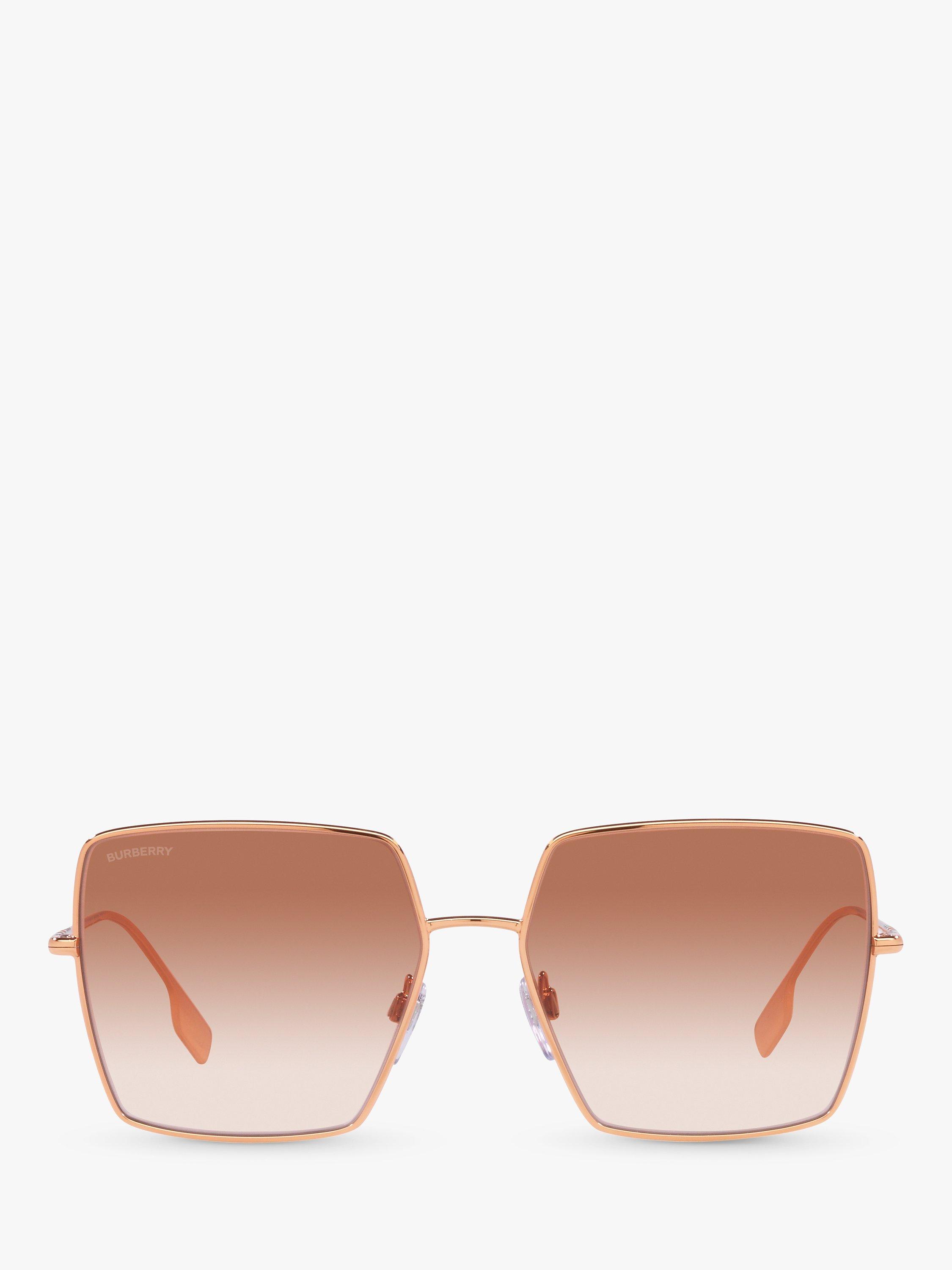 Product image 3 of 11, which shows Burberry BE3133 Women's Daphne Square Sunglasses, Rose Gold/Pink Gradient