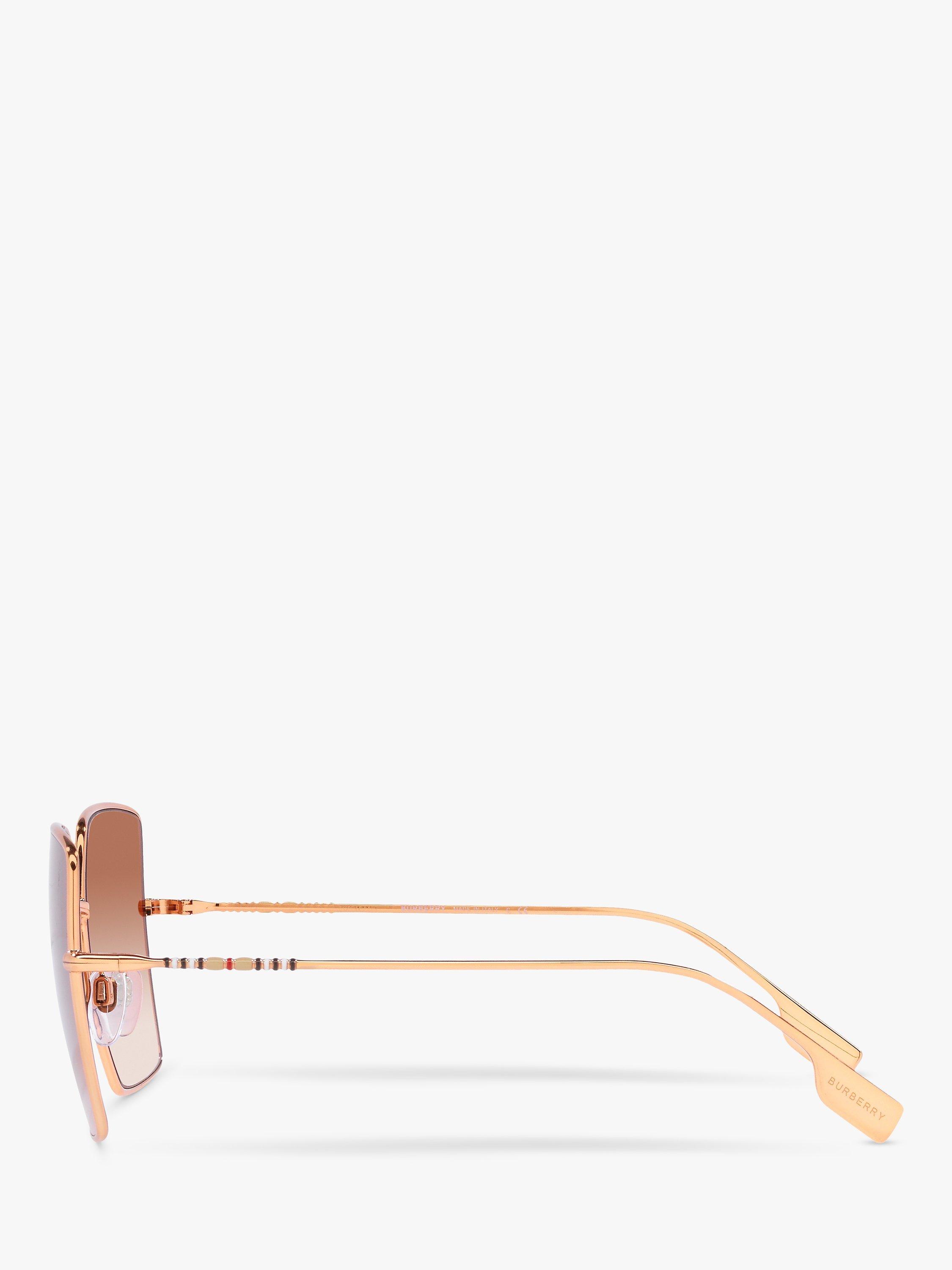 Product image 4 of 11, which shows Burberry BE3133 Women's Daphne Square Sunglasses, Rose Gold/Pink Gradient
