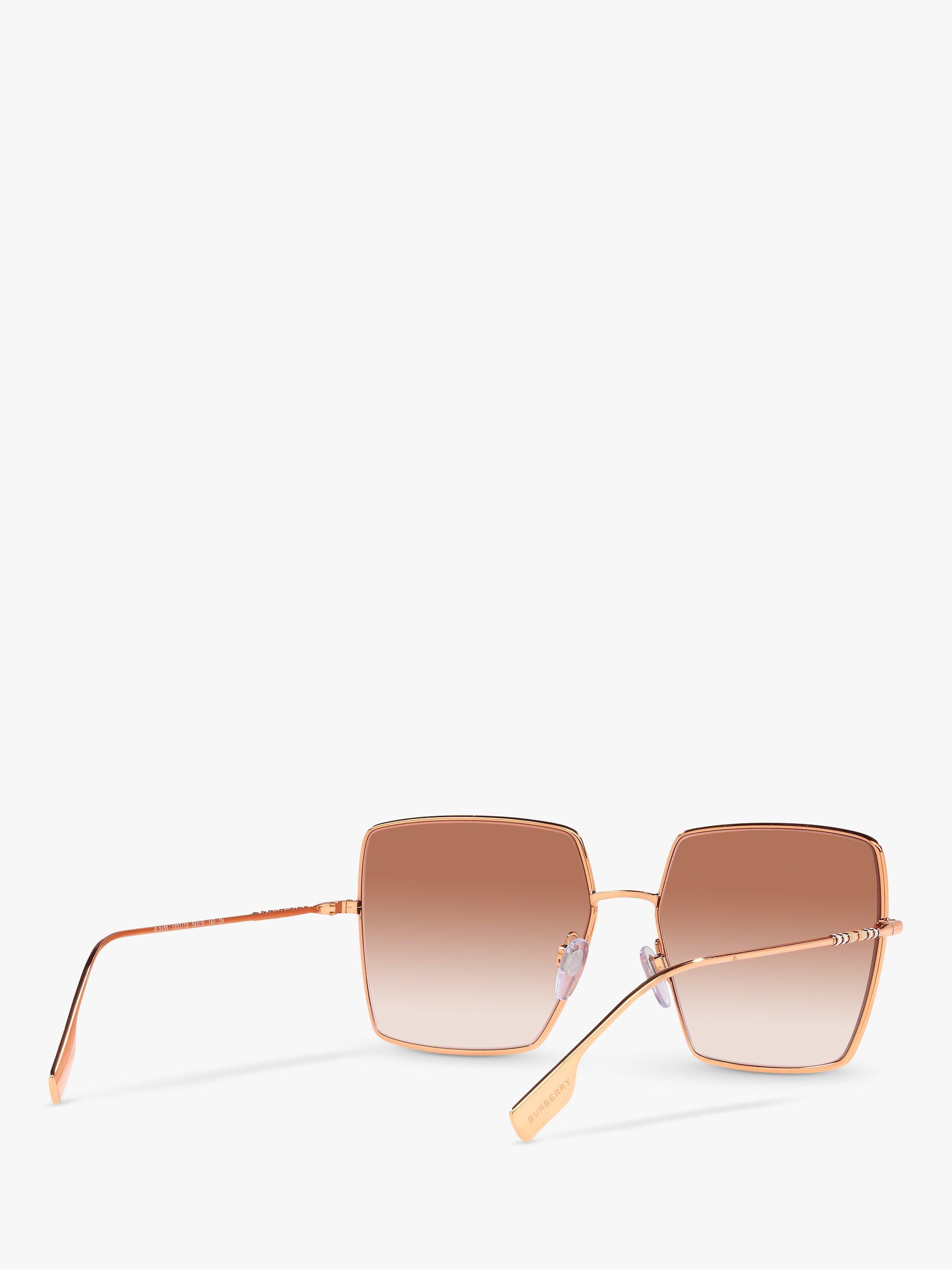 Product image 8 of 11, which shows Burberry BE3133 Women's Daphne Square Sunglasses, Rose Gold/Pink Gradient
