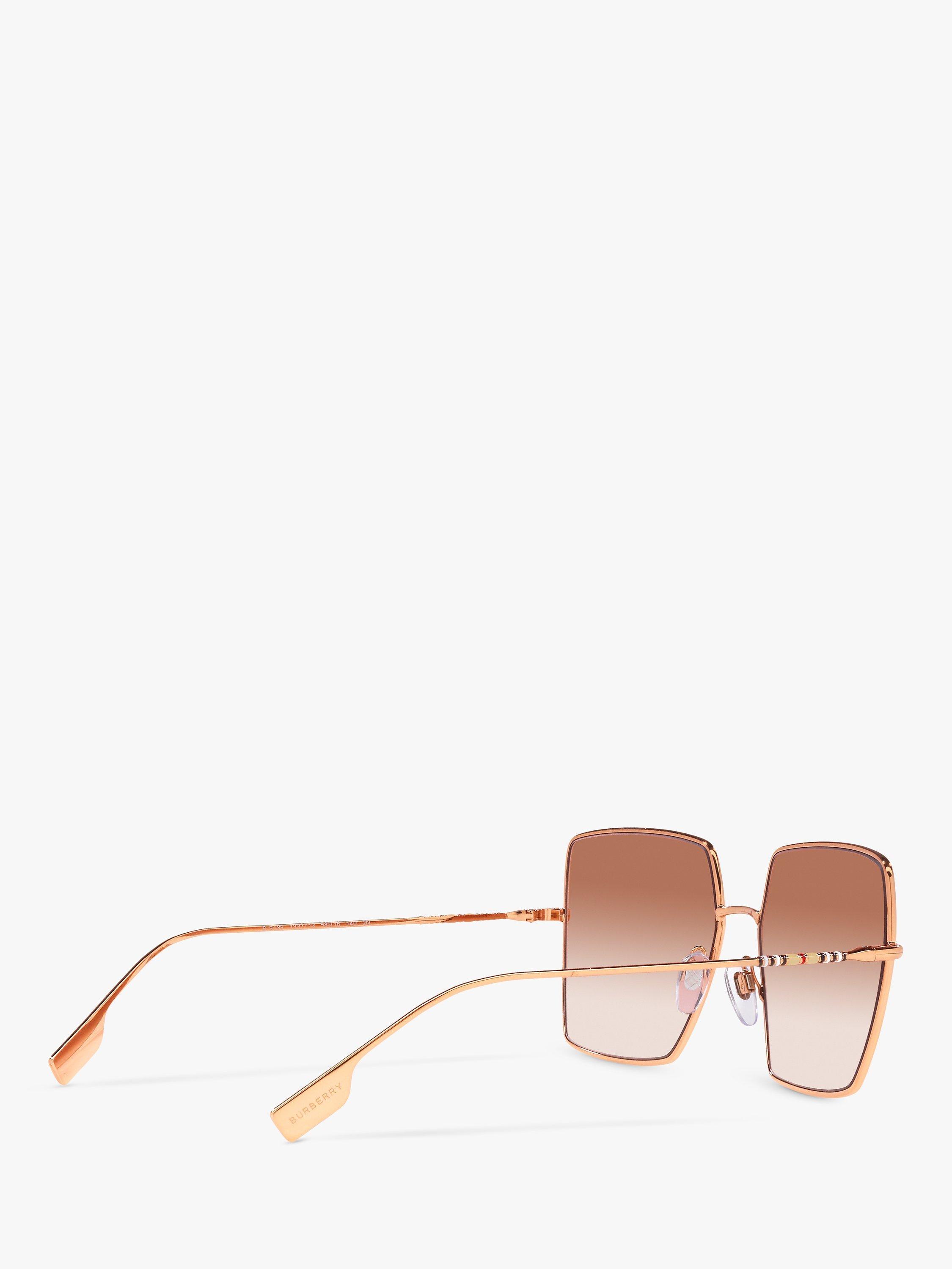 Product image 9 of 11, which shows Burberry BE3133 Women's Daphne Square Sunglasses, Rose Gold/Pink Gradient