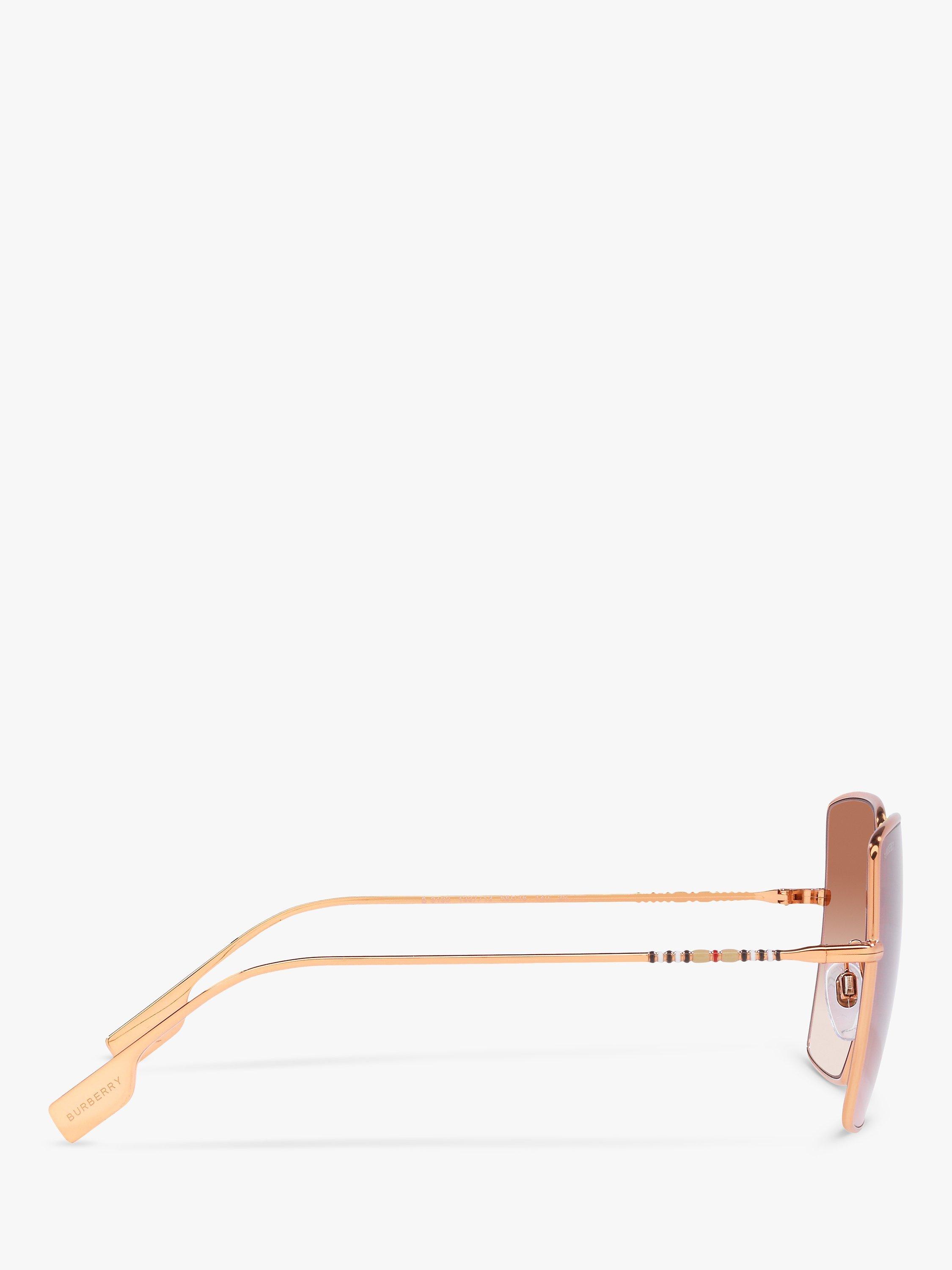 Product image 10 of 11, which shows Burberry BE3133 Women's Daphne Square Sunglasses, Rose Gold/Pink Gradient